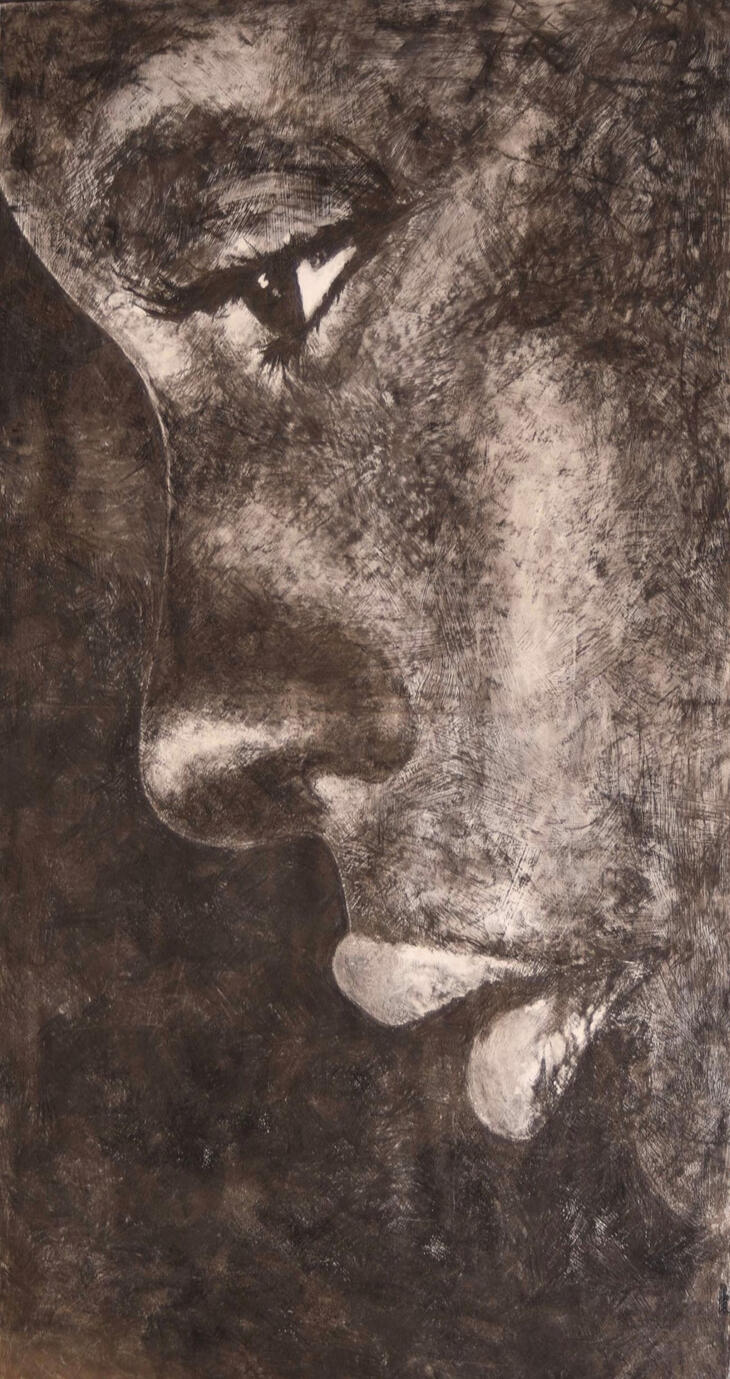 Imani, 2018 Charcoal on canvas 110 × 170 cm Private collection