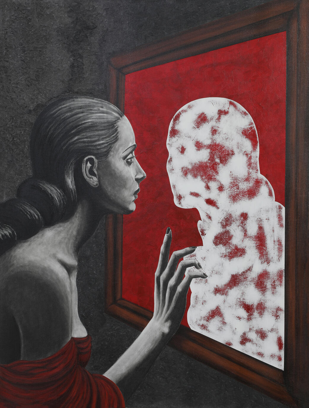 Oltre lo Sguardo, 2024 Charcoal and acrylic on canvas 60 x 80 cm Private collection