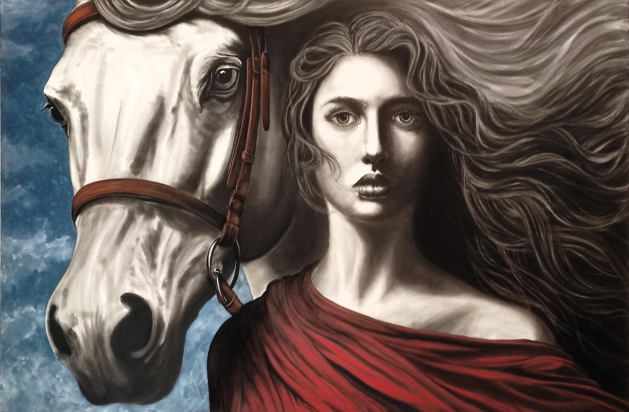 Stessa Anima, 2025 Charcoal and acrylic on canvas 120 x 80 cm Private collection